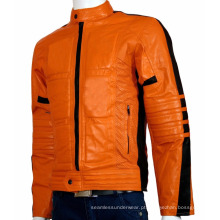 fabricante de roupas, jaquetas elegantes para motociclistas, jaquetas de couro pretas em Lamb Down Fabric